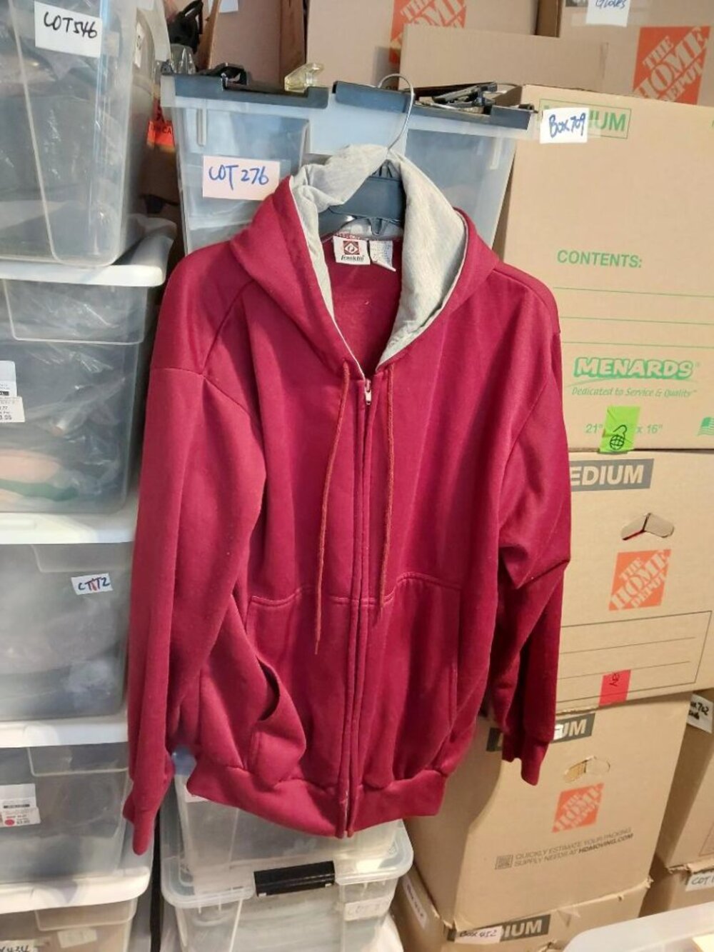 Vintage Franklin Sports Sweatershirt Thermal Lined Hoodie Burgundy Size M